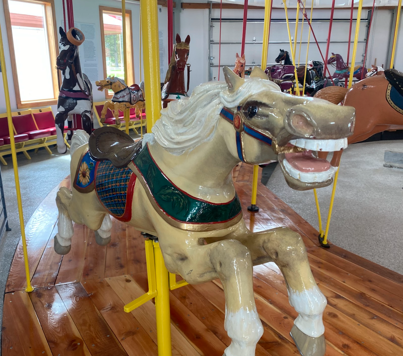 <p>A Boulder Carousel horse bares its teeth to all visitors (Harley Robertson/The Monitor). </p><p>A